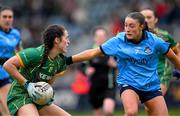 1 March 2025; Marion Farrelly of Meath in action against Niamh Donlon of Dublin during the Lidl Ladies National Football League Division 1 match between Dublin and Meath at Parnell Park in Dublin. Photo by Ray McManus/Sportsfile