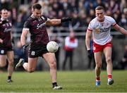 2 March 2025; Cillian McDaid of Galway shoots as Conn Kilpatrick of Tyrone looks on during the Allianz Football League Division 1 match between Galway and Tyrone at Tuam Stadium in Tuam, Galway. Photo by Piaras Ó Mídheach/Sportsfile