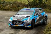 2 March 2025; Matt Edwards and David Moynihan compete in their Hyundai Rally2  during the Midlands Triton Showers Stages Rally Round 1 of the 2025 National Rally Championship in Longford. Photo by Philip Fitzpatrick/Sportsfile