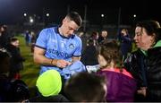 1 March 2025; Brian Howard of Dublin signs autographs for supporters after the Allianz Football League Division 1 match between Armagh and Dublin at the BOX-IT Athletic Grounds in Armagh. Photo by Ben McShane/Sportsfile