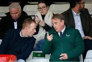 1 March 2025; FAI board member Nixon Morton and PFA Ireland general secretary Stephen McGuinness, left, during the 2025 Women's President's Cup match between Shelbourne and Athlone Town at Tolka Park in Dublin. Photo by Stephen McCarthy/Sportsfile