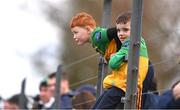 2 March 2025; Donegal supporters Rian Ward, age 6, and Joe Watters, age 8, during the Allianz Football League Division 1 match between Donegal and Derry at Fr Tierney Park in Ballyshannon, Donegal. Photo by Ramsey Cardy/Sportsfile
