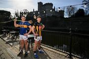 3 March 2025; Ronan Maher of Tipperary, left, and Martin Keoghan of Kilkenny during an Allianz Hurling League media conference at the Rivercourt Hotel in Kilkenny. Photo by Brendan Moran/Sportsfile