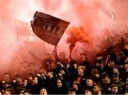 3 March 2025; Bohemians supporters before the SSE Airtricity Men's Premier Division match between Bohemians and Drogheda United at Dalymount Park in Dublin. Photo by Thomas Flinkow/Sportsfile