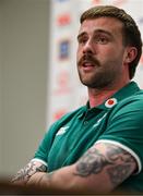 4 March 2025; Mack Hansen during an Ireland Rugby media conference at the IRFU High Performance Centre in Dublin. Photo by Brendan Moran/Sportsfile