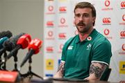 4 March 2025; Mack Hansen during an Ireland Rugby media conference at the IRFU High Performance Centre in Dublin. Photo by Brendan Moran/Sportsfile