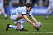 6 March 2025; Paddy Clancy of Blackrock College prepares to kick a conversion during the Bank of Ireland Leinster Rugby Boys Schools Senior Cup semi-final match between Blackrock College and Cistercian College Roscrea at Energia Park in Dublin. Photo by Tyler Miller/Sportsfile