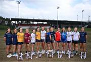 6 March 2025; In attendance at the Ladies HEC Championships Captains Day at Queens University Belfast are, from left, Katelyn Rose Doherty of DCU, Charlie Murray of TUD, Emma Duggan of DCU, Joanne Reilly of UG, Amy Garland of UU Belfast, Aoibheann O'Connor of DCU, Ciara Brown of UU Belfast, Caitlin O'Reilly of DKIT, Aoife Horisk of UU Magee, Rachael Evans of MTU Cork, Caiomhe Connor of Coventry, Hannah Murphy of UU Belfast, Aimee O'Connor of MU and Annie Deneher of DCU. Photo by David Fitzgerald/Sportsfile