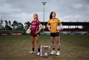 6 March 2025; In attendance at the Ladies HEC Championships Captains Day at Queens University Belfast are Joanne Reilly of UG, left, and Emma Duggan of DCU. Photo by David Fitzgerald/Sportsfile