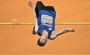 6 March 2025; Jonathan Kapitolnik of Israel in action during the men's high jump qualifying during day one of the European Athletics Indoor Championships 2025 at the Omnisport Apeldoorn in Apeldoorn, Netherlands. Photo by Sam Barnes/Sportsfile