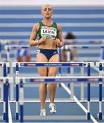 6 March 2025; Sarah Lavin of Ireland before competing in the women's 60m hurdles during day one of the European Athletics Indoor Championships 2025 at the Omnisport Apeldoorn in Apeldoorn, Netherlands. Photo by Sam Barnes/Sportsfile