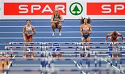 6 March 2025; Sarah Lavin of Ireland, second from left, before competing in the women's 60m hurdles during day one of the European Athletics Indoor Championships 2025 at the Omnisport Apeldoorn in Apeldoorn, Netherlands. Photo by Sam Barnes/Sportsfile