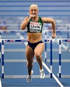 6 March 2025; Sarah Lavin of Ireland competes in the women's 60m hurdles during day one of the European Athletics Indoor Championships 2025 at the Omnisport Apeldoorn in Apeldoorn, Netherlands. Photo by Sam Barnes/Sportsfile