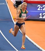 6 March 2025; Sharlene Mawdsley of Ireland competes in the 4x400m Relay Mixed final during day one of the European Athletics Indoor Championships 2025 at the Omnisport Apeldoorn in Apeldoorn, Netherlands. Photo by Sam Barnes/Sportsfile