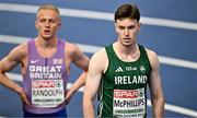 7 March 2025; Cian McPhillips of Ireland after competing in the men's 800m heats during day two of the European Athletics Indoor Championships 2025 at the Omnisport Apeldoorn in Apeldoorn, Netherlands. Photo by Sam Barnes/Sportsfile