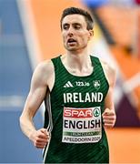 7 March 2025; Mark English of Ireland after finishing second in the men's 800m heats during day two of the European Athletics Indoor Championships 2025 at the Omnisport Apeldoorn in Apeldoorn, Netherlands. Photo by Sam Barnes/Sportsfile