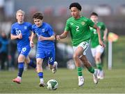 28 February 2025; Aidan Gabbidon of Republic of Ireland during the U16 Boys International Friendly match between Repubic of Ireland and Finland at the FAI National Training Centre in Abbotstown, Dublin. Photo by Piaras Ó Mídheach/Sportsfile