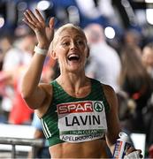 7 March 2025; Sarah Lavin of Ireland after finishing second in the women's 60m hurdles semi-final during day two of the European Athletics Indoor Championships 2025 at the Omnisport Apeldoorn in Apeldoorn, Netherlands. Photo by Sam Barnes/Sportsfile
