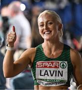 7 March 2025; Sarah Lavin of Ireland after finishing second in the women's 60m hurdles semi-final during day two of the European Athletics Indoor Championships 2025 at the Omnisport Apeldoorn in Apeldoorn, Netherlands. Photo by Sam Barnes/Sportsfile