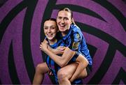 6 March 2025; Kayleigh Shine, left, and Maddie Gibson during an Athlone Town squad portraits session at Athlone Town Stadium in Lissywollen, Westmeath. Photo by Ben McShane/Sportsfile