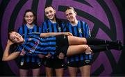 6 March 2025; Players, from left, Shauna Brennan, Kellie Brennan, Kayleigh Shine and Maddie Gibson during an Athlone Town squad portraits session at Athlone Town Stadium in Lissywollen, Westmeath. Photo by Ben McShane/Sportsfile