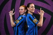 6 March 2025; Kelly Brady, left, and Maddie Gibson during an Athlone Town squad portraits session at Athlone Town Stadium in Lissywollen, Westmeath. Photo by Ben McShane/Sportsfile