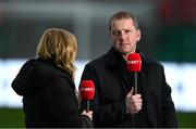 7 March 2025; Virgin Media Sport commentator Vinny Perth records a piece for broadcast before the SSE Airtricity Men's Premier Division match between Shamrock Rovers and St Patrick's Athletic at Tallaght Stadium in Dublin. Photo by Stephen McCarthy/Sportsfile