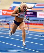 7 March 2025; Sarah Lavin of Ireland on her way to finishing fourth in the women's 60m hurdles final during day two of the European Athletics Indoor Championships 2025 at the Omnisport Apeldoorn in Apeldoorn, Netherlands. Photo by Sam Barnes/Sportsfile