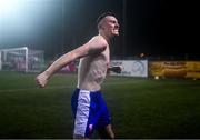 7 March 2025; Lee Devitt of Treaty United celebrates after scoring his side's second goal during the SSE Airtricity Men's Premier Division match between Dundalk and Treaty United at Oriel Park in Dundalk, Louth. Photo by Ben McShane/Sportsfile