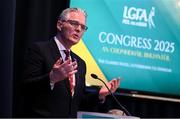 7 March 2025; Uachtarán Chumann Lúthchleas Gael Jarlath Burns during day one of the LGFA Annual Congress at Clanree Hotel in Letterkenny, Donegal. Photo by Ramsey Cardy/Sportsfile