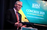 7 March 2025; Uachtarán Chumann Lúthchleas Gael Jarlath Burns during day one of the LGFA Annual Congress at Clanree Hotel in Letterkenny, Donegal. Photo by Ramsey Cardy/Sportsfile