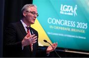 7 March 2025; Uachtarán Chumann Lúthchleas Gael Jarlath Burns during day one of the LGFA Annual Congress at Clanree Hotel in Letterkenny, Donegal. Photo by Ramsey Cardy/Sportsfile
