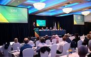 7 March 2025; Uachtarán Chumann Lúthchleas Gael Jarlath Burns during day one of the LGFA Annual Congress at Clanree Hotel in Letterkenny, Donegal. Photo by Ramsey Cardy/Sportsfile