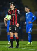 7 March 2025; Colm Whelan of Bohemians waits to take a penalty, which he scored for his hat-trick, during the SSE Airtricity Men's Premier Division match between Waterford and Bohemians at the Regional Sports Centre in Waterford. Photo by Piaras Ó Mídheach/Sportsfile