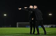 7 March 2025; Bohemians manager Alan Reynolds and Bohemians first team coach Derek Pender, right, during the SSE Airtricity Men's Premier Division match between Waterford and Bohemians at the Regional Sports Centre in Waterford. Photo by Piaras Ó Mídheach/Sportsfile