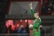 7 March 2025; Drogheda United goalkeeper Luke Dennison during the SSE Airtricity Men's Premier Division match between Shelbourne and Drogheda United at Tolka Park in Dublin. Photo by Seb Daly/Sportsfile