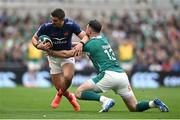 8 March 2025; Thomas Ramos of France is tackled by Robbie Henshaw of Ireland during the Guinness Six Nations Rugby Championship match between Ireland and France at the Aviva Stadium in Dublin. Photo by David Fitzgerald/Sportsfile