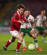 7 March 2025; Connor Malley of Sligo Rovers in action against Sean Murray of Cork City during the SSE Airtricity Men's Premier Division match between Cork City and Sligo Rovers at Turner's Cross in Cork. Photo by Michael P Ryan/Sportsfile