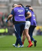 8 March 2025; Antoine Dupont of France is assisted from the pitch after sustaining an injury during the Guinness Six Nations Rugby Championship match between Ireland and France at the Aviva Stadium in Dublin. Photo by David Fitzgerald/Sportsfile