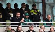 8 March 2025; British and Irish Lions head coach Andy Farrell, left, and Tom O’Toole of Ireland during the Guinness Six Nations Rugby Championship match between Ireland and France at the Aviva Stadium in Dublin. Photo by Brendan Moran/Sportsfile
