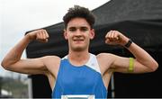 8 March 2025; Noah Harris of ETSS Wicklow after winning the Senior Boys 6,000m during the 123.ie All Ireland Schools Cross Country Championships at Galway Racecourse in Ballybrit, Galway. Photo by Tom Beary/Sportsfile