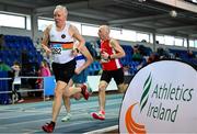 8 March 2025; Pat Murphy of St Finbarrs AC, Cork, competes in the men over 60 800m during the 123.ie National Masters Indoor Championships at the TUS International arena in Athlone, Westmeath. Photo by Shauna Clinton/Sportsfile