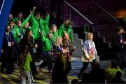 8 March 2025; Members of Special Olympics Team Ireland arrive into the stadium for the Opening Ceremony of the Turin 2025 Special Olympics World Winter Games at the Inalpi Arena in Turin, Italy. Photo by Ray McManus/Sportsfile