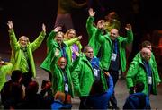 8 March 2025; Members of Special Olympics Team Ireland arrive into the stadium for the Opening Ceremony of the Turin 2025 Special Olympics World Winter Games at the Inalpi Arena in Turin, Italy. Photo by Ray McManus/Sportsfile
