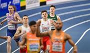 8 March 2025; Cian McPhillips of Ireland competes in the men's 800m semi-final during day three of the European Athletics Indoor Championships 2025 at the Omnisport Apeldoorn in Apeldoorn, Netherlands. Photo by Sam Barnes/Sportsfile