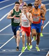 8 March 2025; Cian McPhillips of Ireland competes in the men's 800m semi-final during day three of the European Athletics Indoor Championships 2025 at the Omnisport Apeldoorn in Apeldoorn, Netherlands. Photo by Sam Barnes/Sportsfile