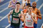 8 March 2025; Cian McPhillips of Ireland competes in the men's 800m semi-final during day three of the European Athletics Indoor Championships 2025 at the Omnisport Apeldoorn in Apeldoorn, Netherlands. Photo by Sam Barnes/Sportsfile