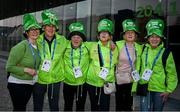 8 March 2025; Members of Special Olympics Team Ireland supporters group, from Clanbridge, Galway, left to right, Brid Connolly, Tom Scanlon, Maueice Clarke, Joan O'Connell, Margaret Clarke, and Bernadette Connolly, before the teams arrived  into the stadium for the Opening Ceremony of the Turin 2025 Special Olympics World Winter Games at the Inalpi Arena in Turin, Italy. Photo by Ray McManus/Sportsfile