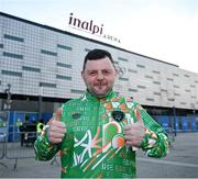 8 March 2025; Michael Carr, from Limerick City, outside the stadium before members of Special Olympics Team Ireland arrived into the stadium for the Opening Ceremony of the Turin 2025 Special Olympics World Winter Games at the Inalpi Arena in Turin, Italy. Photo by Ray McManus/Sportsfile
