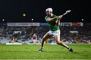 8 March 2025; Aaron Gillane of Limerick takes a free during the Allianz Hurling League Division 1A match between Limerick and Galway at TUS Gaelic Grounds in Limerick. Photo by Piaras Ó Mídheach/Sportsfile